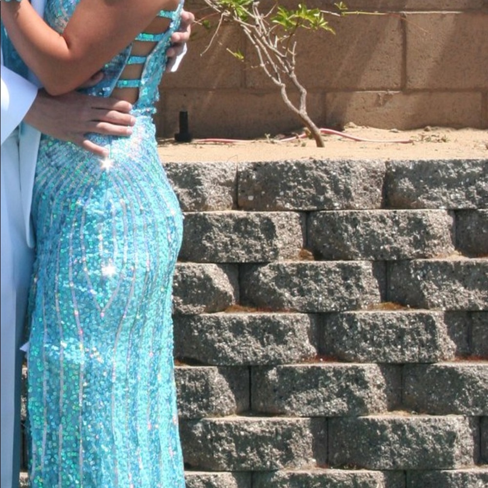Blue and silver prom dress - Picture 2 of 4